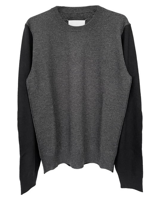 TWO-TONE WOOL CREWNECK