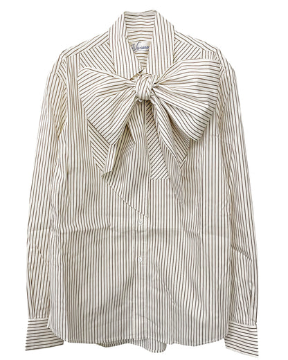 Detachable Ribbon Collar Striped Shirt（MEN）
