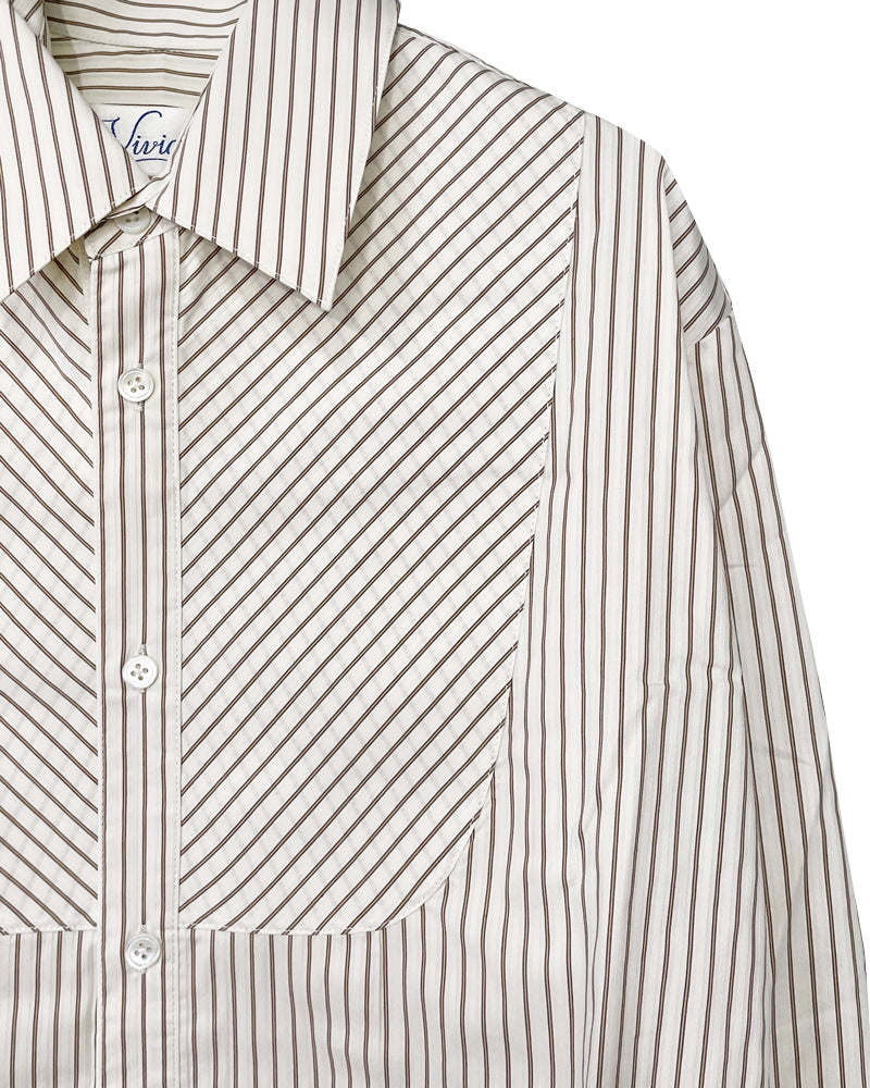Detachable Ribbon Collar Striped Shirt（MEN）