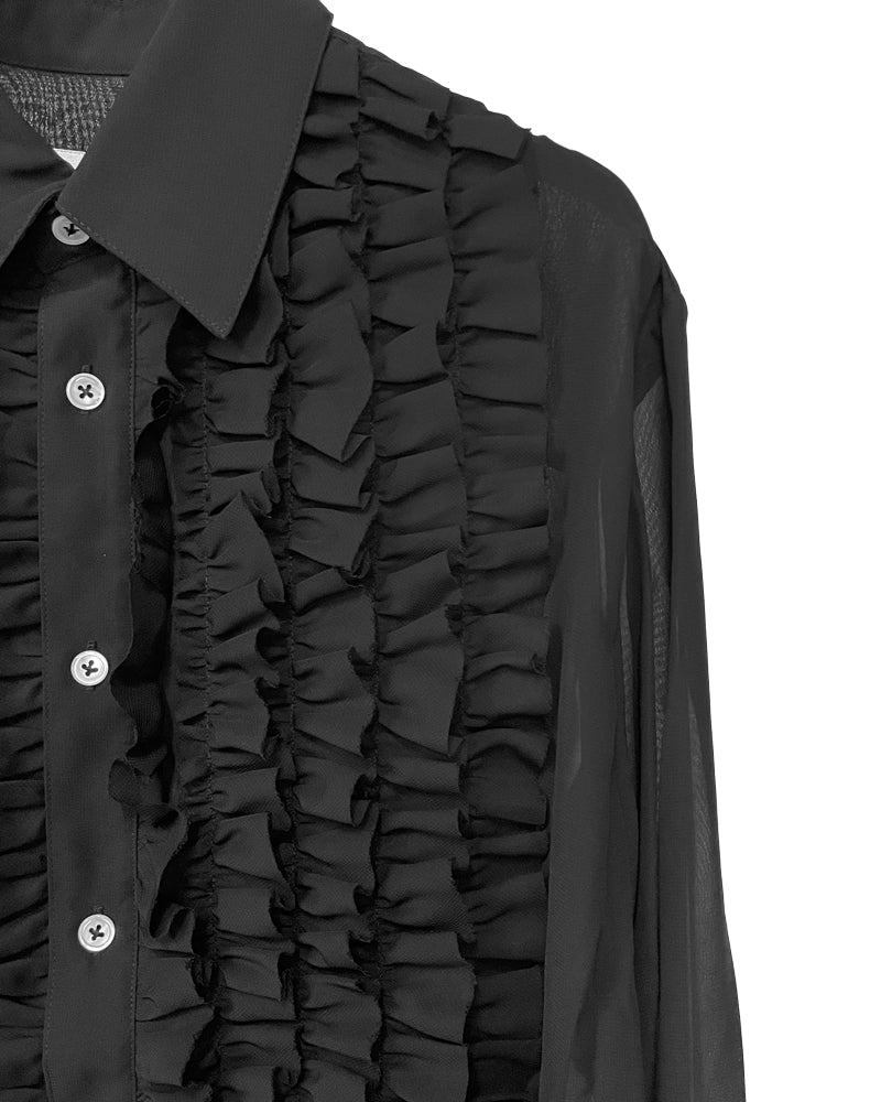 Front Ruffle Chiffon Shirt（MEN）