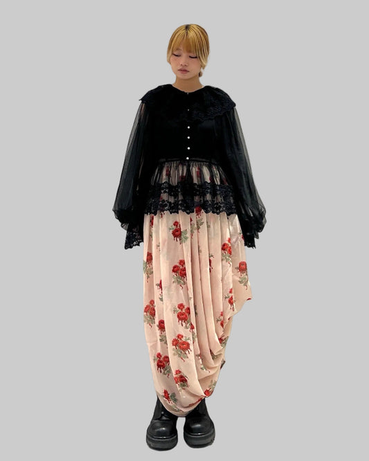 Printed Drapé Skirt