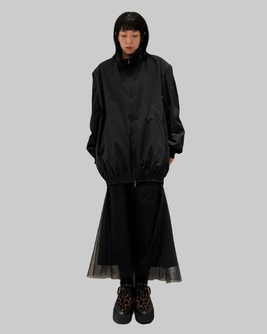 Cocoon-Shaped Nylon Jacket