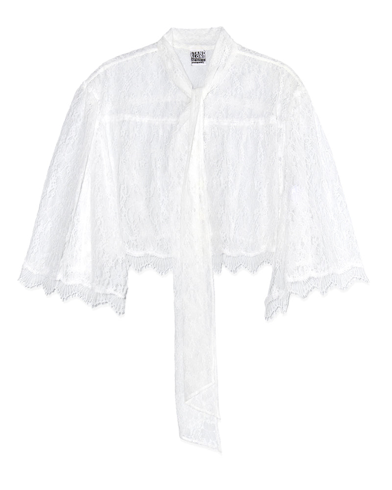 ALL-OVER LACE CAPE BLOUSE