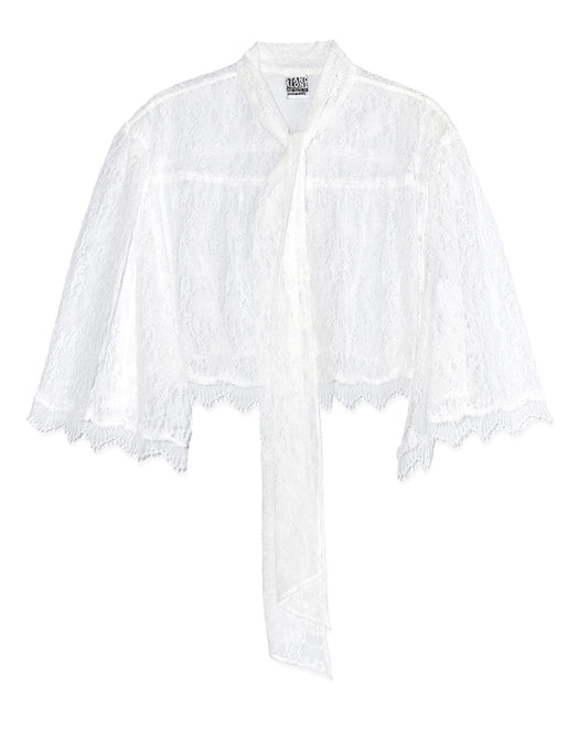 ALL-OVER LACE CAPE BLOUSE
