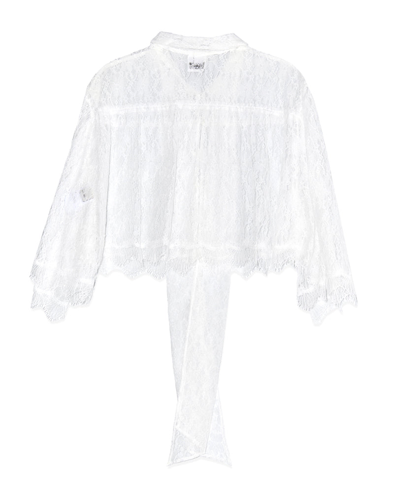 ALL-OVER LACE CAPE BLOUSE