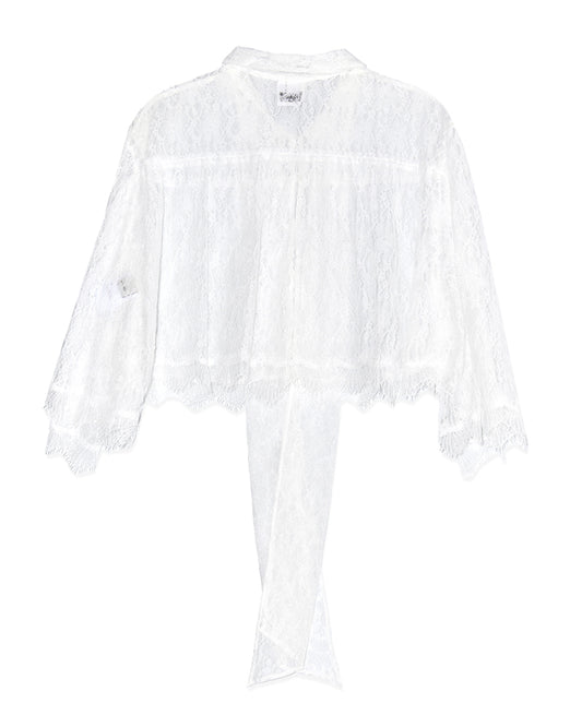 ALL-OVER LACE CAPE BLOUSE