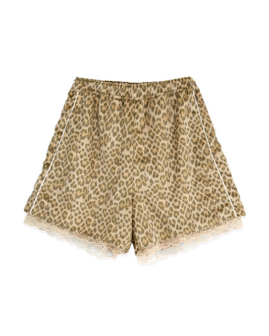 LACE TRIMMED VELOUR SHORTS