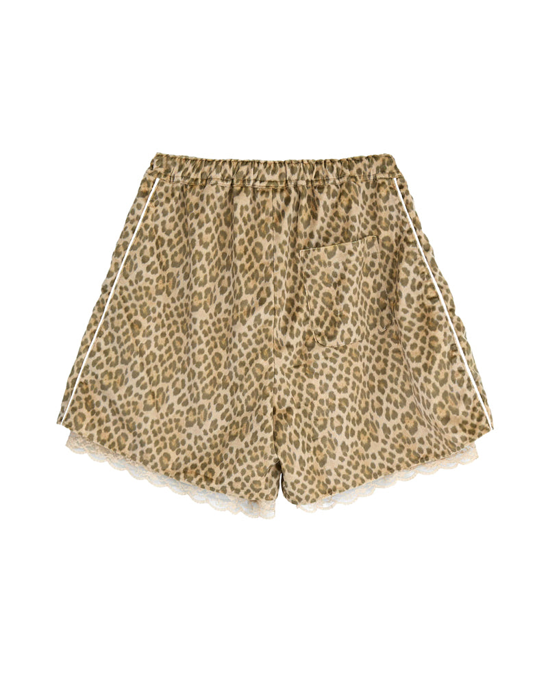 LACE TRIMMED VELOUR SHORTS