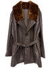 LAME LEATER MOUTON COLLAR COAT