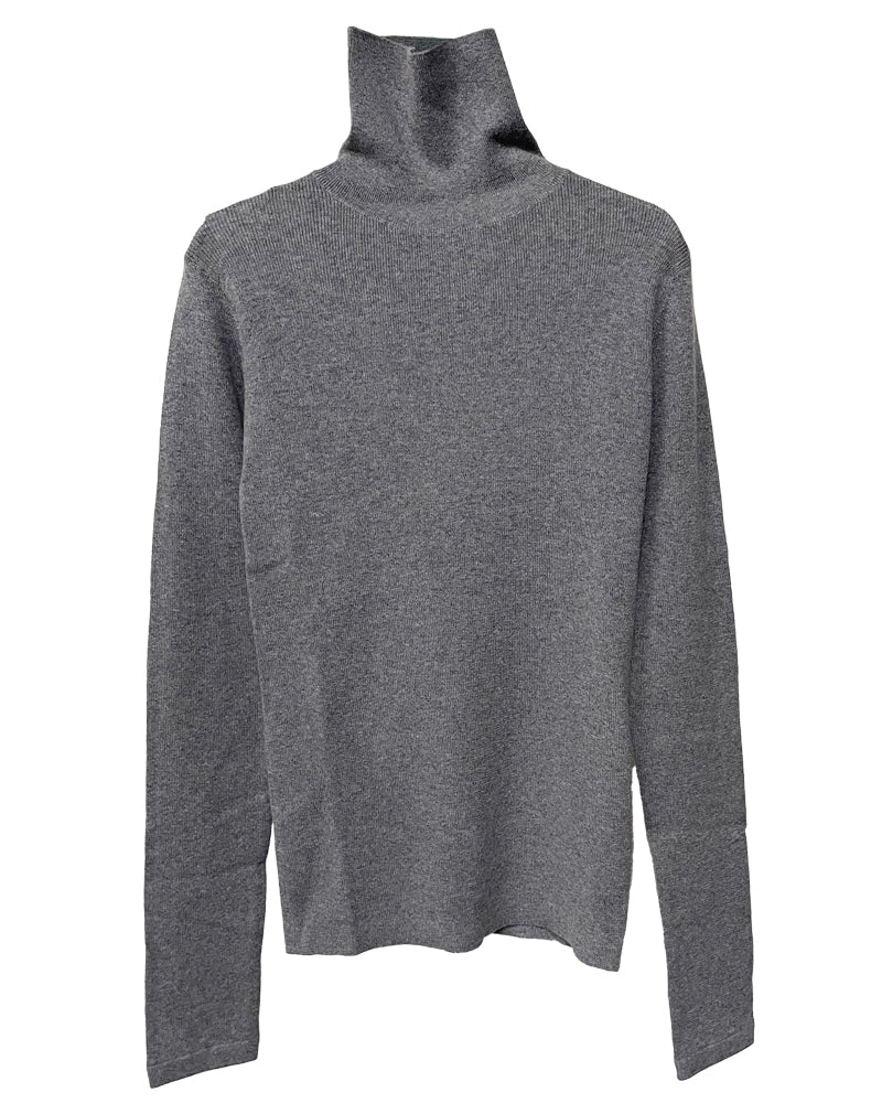 rib pullover high neck long sleeves