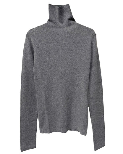 rib pullover high neck long sleeves