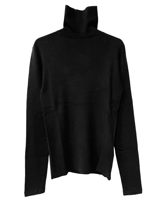 rib pullover high neck long sleeves
