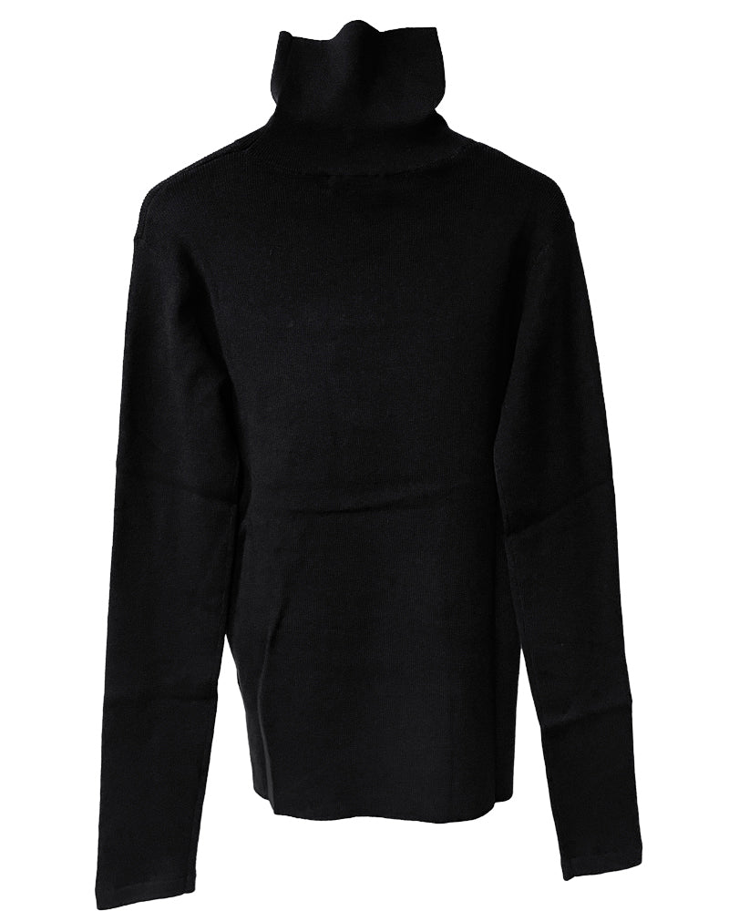 rib pullover high neck long sleeves