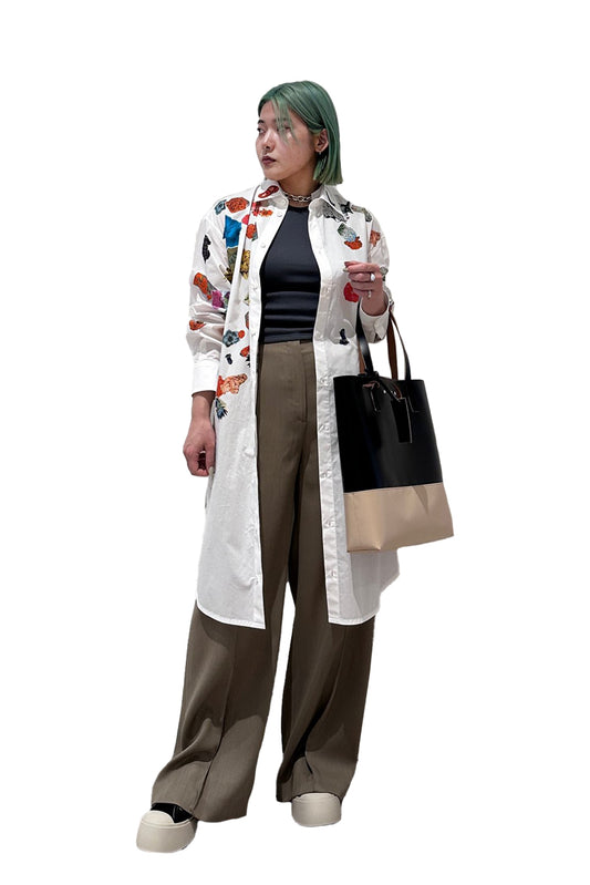 花柄シャツワンピース