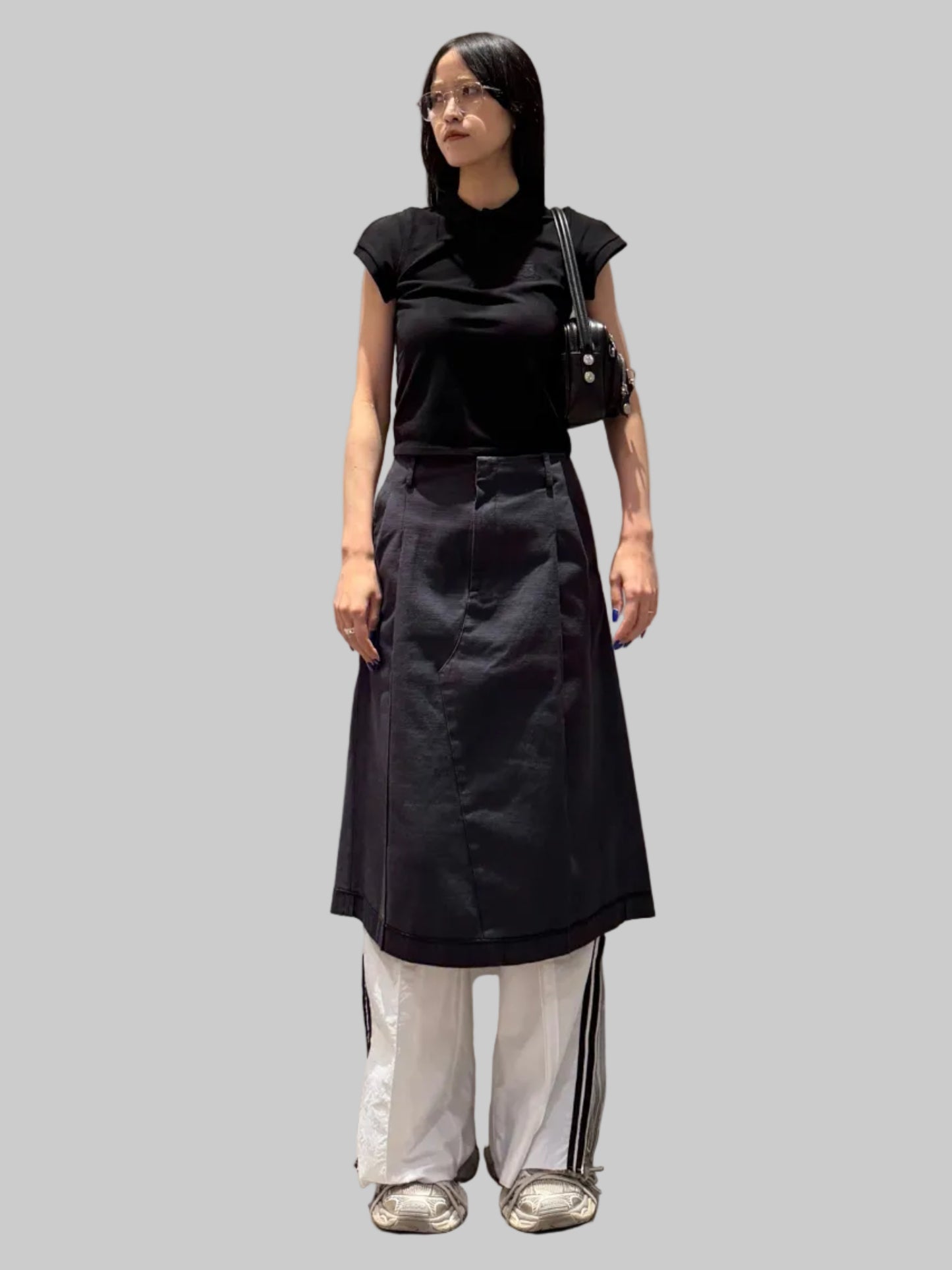 MIXED PANEL SLIT TRACK PANTS