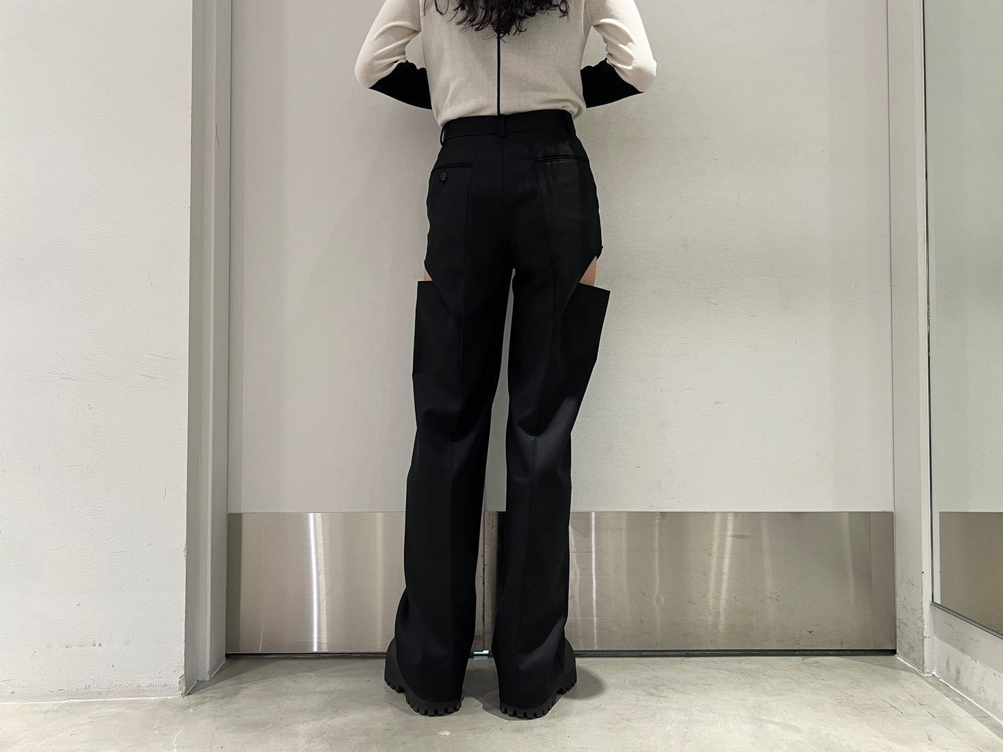 WOOL GABARDINE HOLLOWED OUT TROUSERS