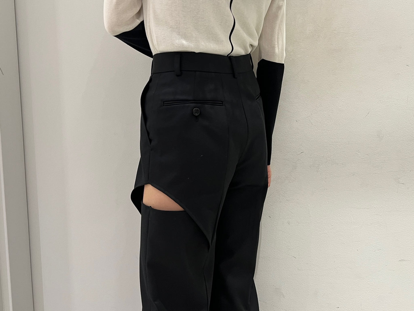 WOOL GABARDINE HOLLOWED OUT TROUSERS