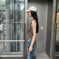 WAFFLE FABRIC SLEEVELESS TOP