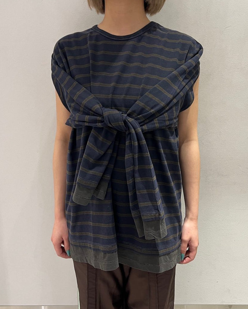 LAYERED HEM STRIPE LONG SLEEVE