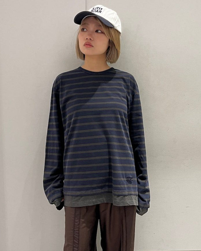 LAYERED HEM STRIPE LONG SLEEVE