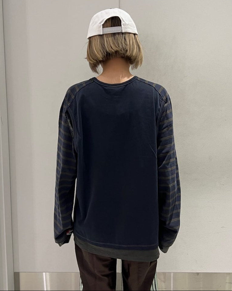 LAYERED HEM STRIPE LONG SLEEVE