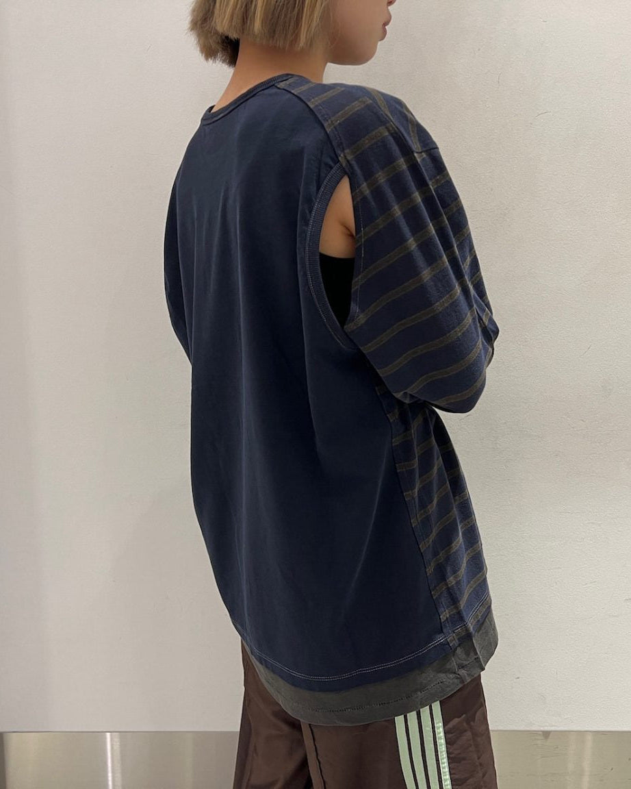 LAYERED HEM STRIPE LONG SLEEVE