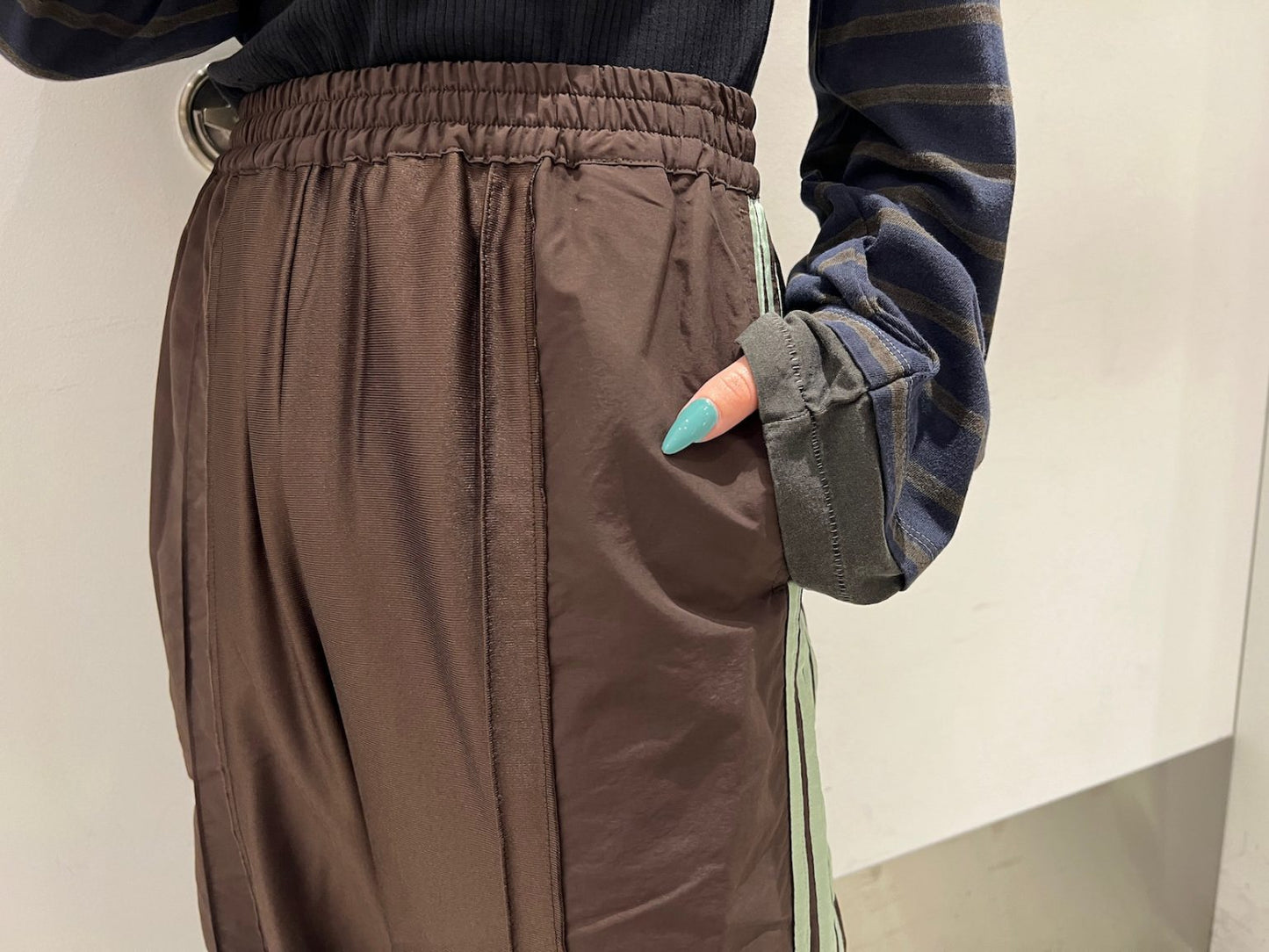 MIXED PANEL SLIT TRACK PANTS