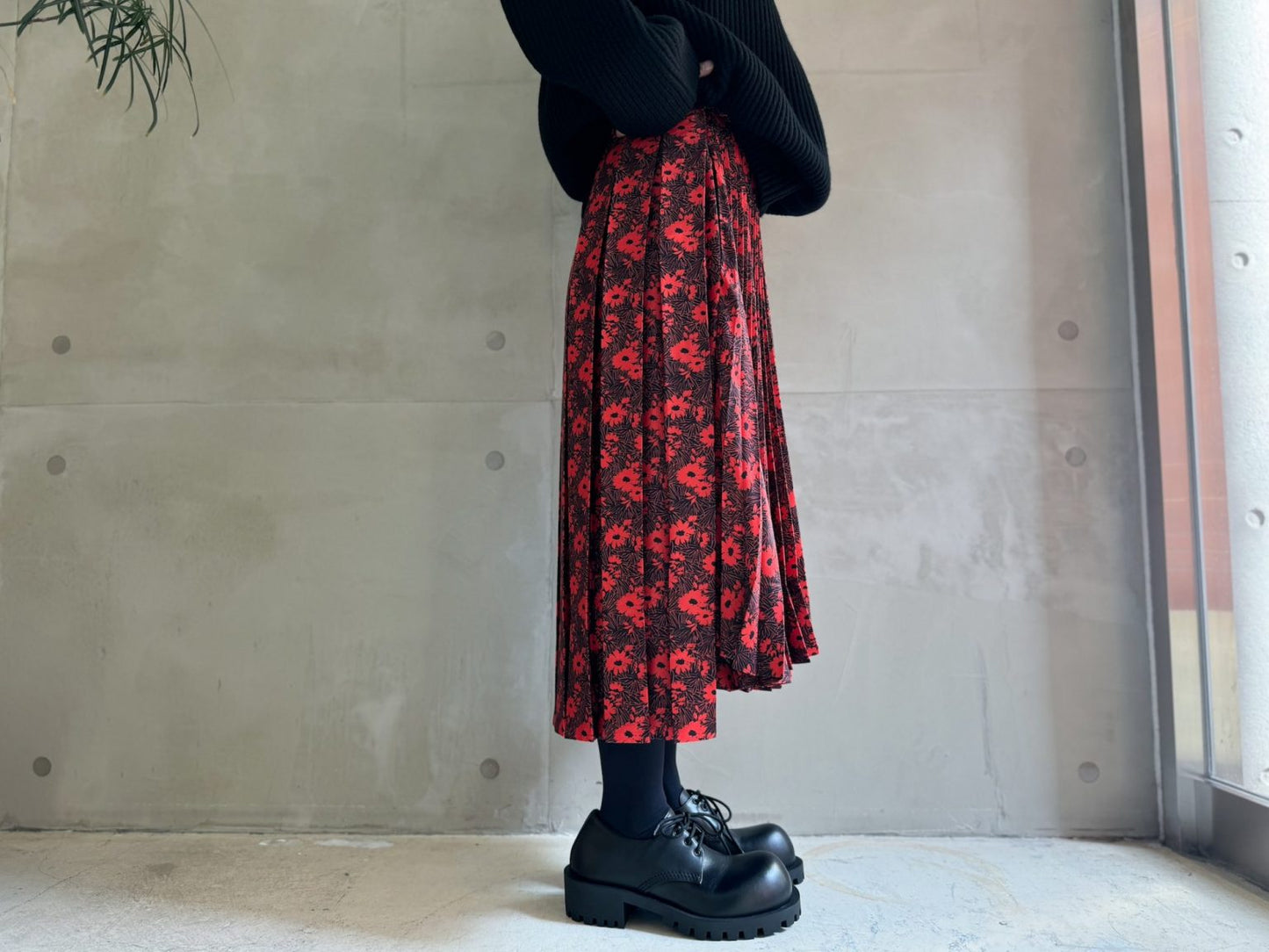 FLOWER PRINT PLEATED SKIRT【24AW】