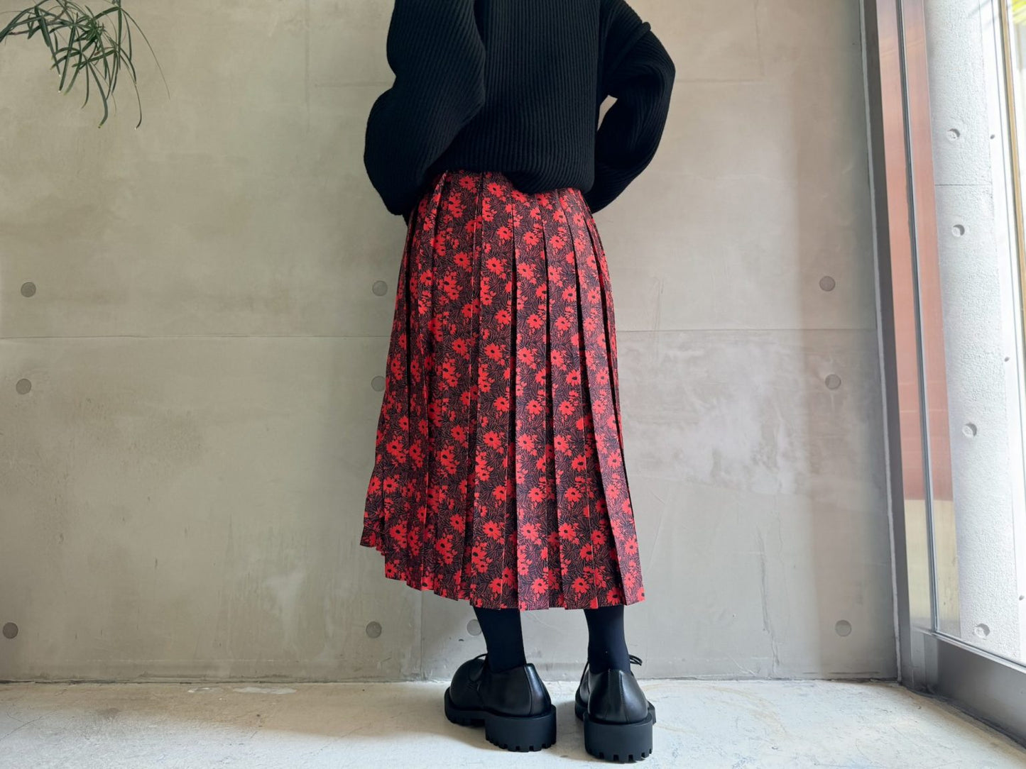 FLOWER PRINT PLEATED SKIRT【24AW】