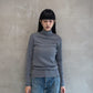 rib pullover high neck long sleeves
