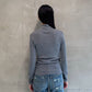 rib pullover high neck long sleeves