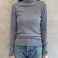 rib pullover high neck long sleeves