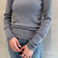 rib pullover high neck long sleeves