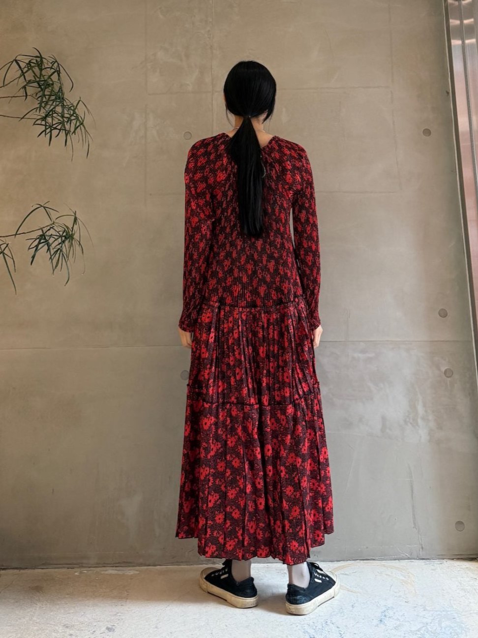 FLOWER PRINT PLEATED DRESS【24AW】