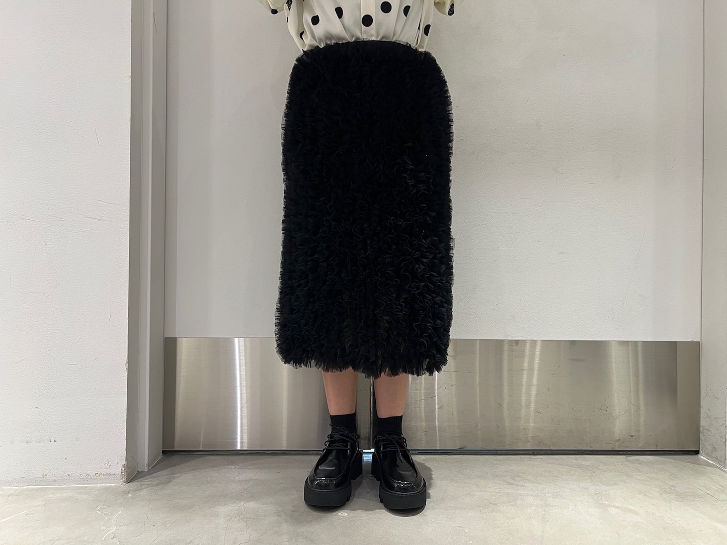 Ruffle Tulle Midi Skirt【25AW】