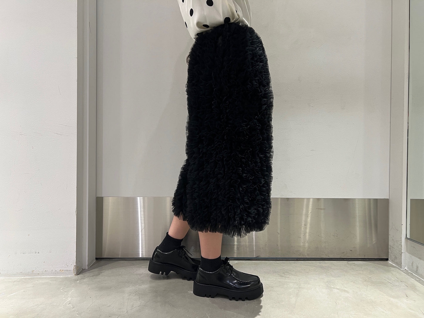 Ruffle Tulle Midi Skirt【25AW】