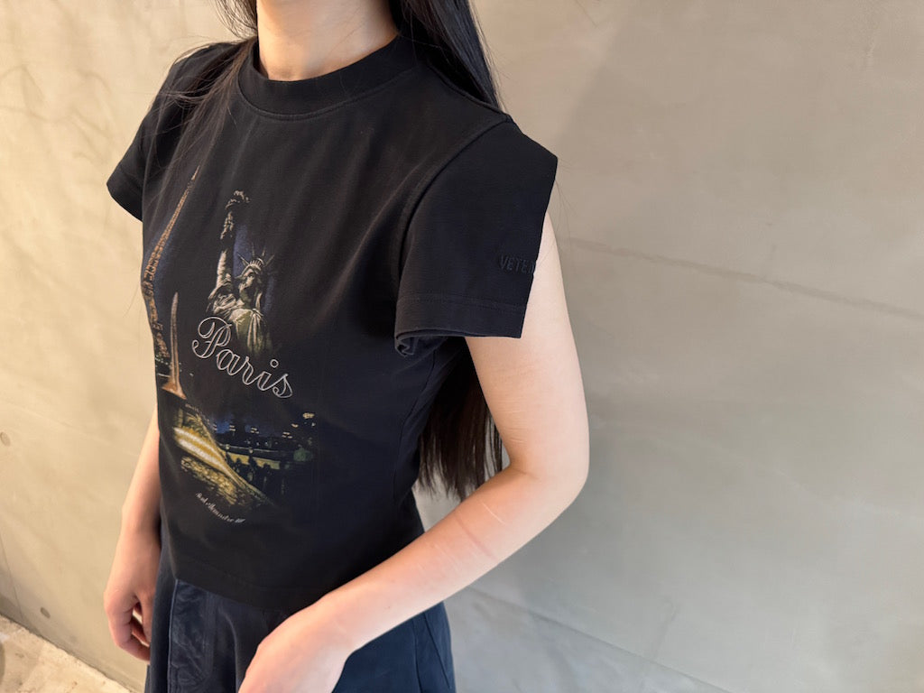 PARIS TOURIST FRONT SLEEVE BABY T-SHIRT