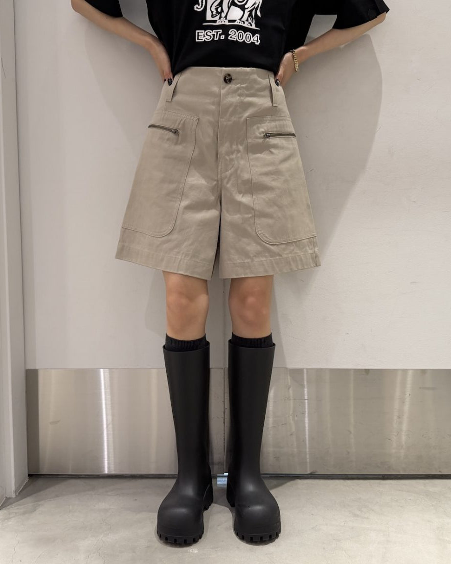 zipper patch short pants