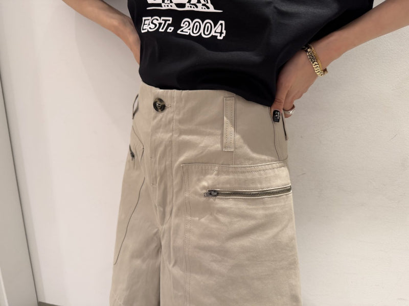 zipper patch short pants