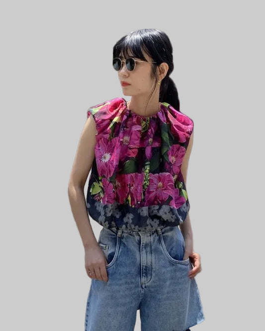 DRIES VAN NOTEN/HERADA総柄ノースリーブトップス