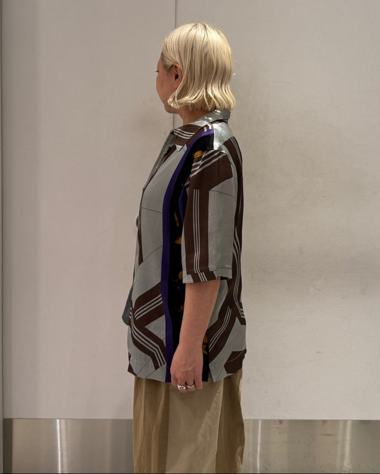 COLLAGE PRINTED BACK OPEN TOPS