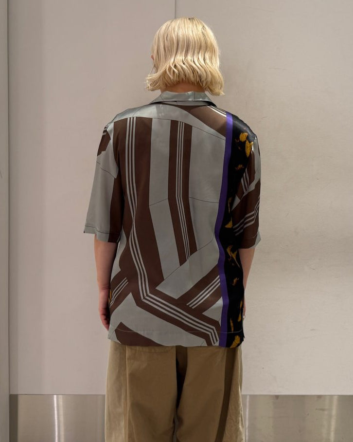 COLLAGE PRINTED BACK OPEN TOPS