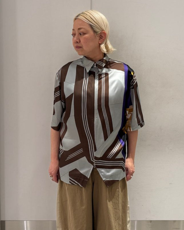 COLLAGE PRINTED BACK OPEN TOPS