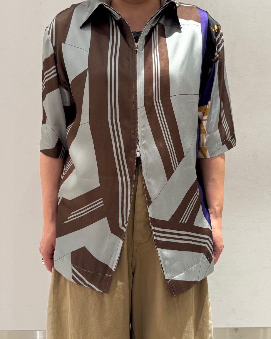 COLLAGE PRINTED BACK OPEN TOPS