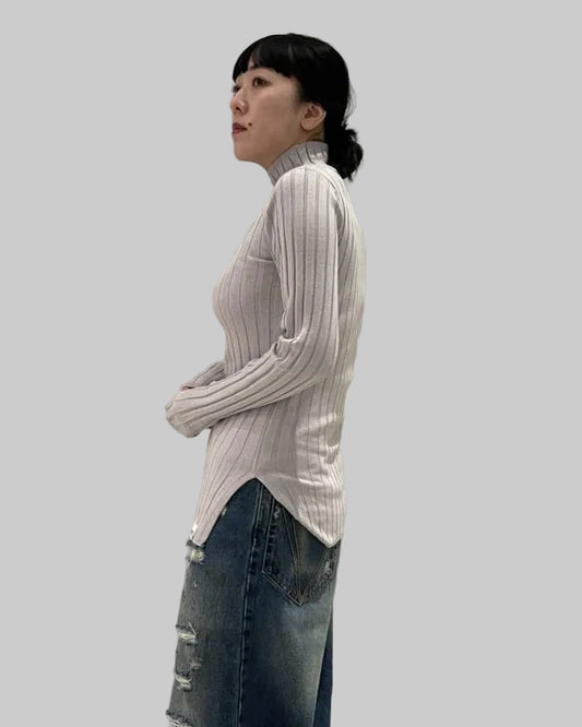ワイドリブモックネック