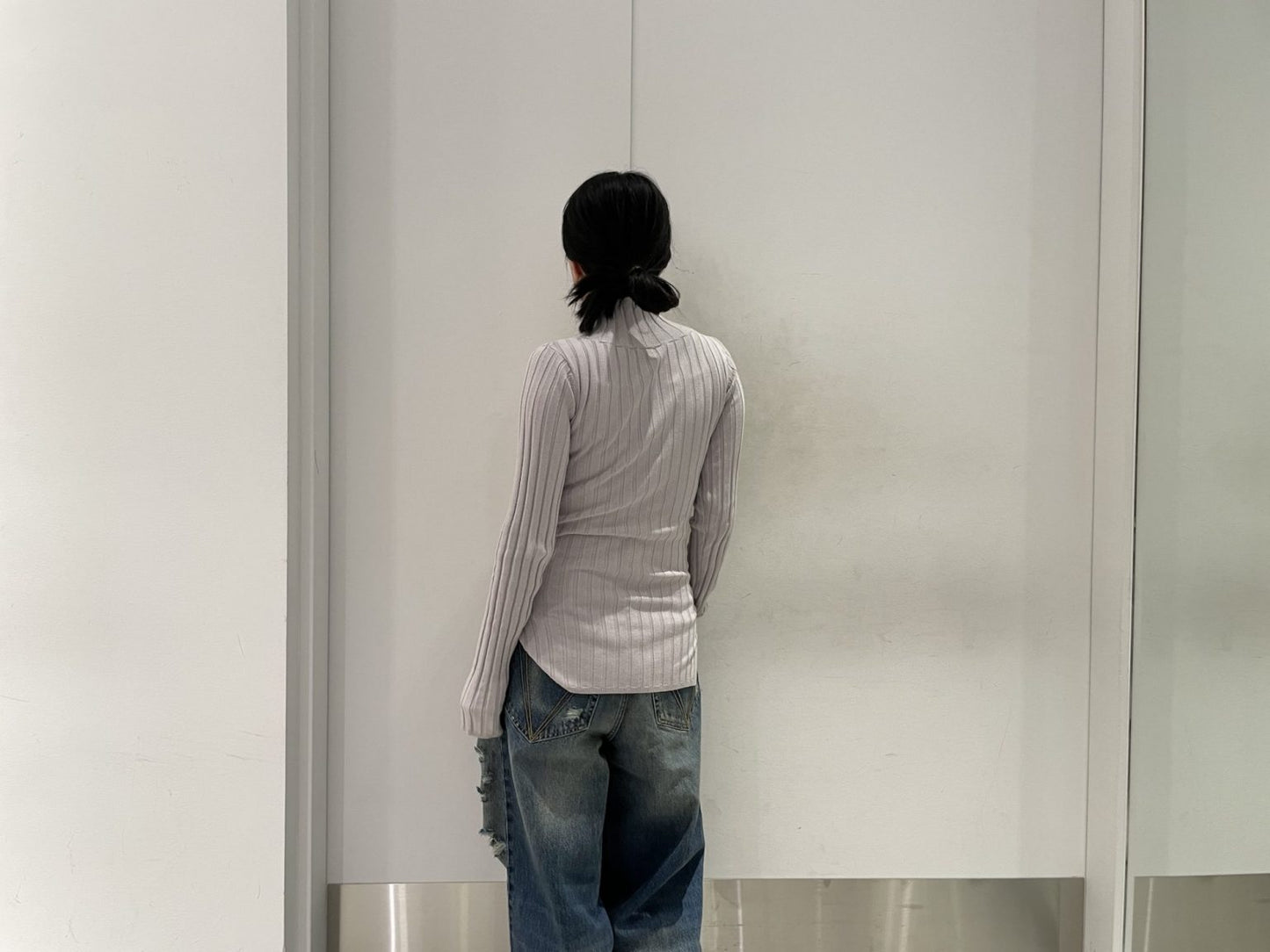 ワイドリブモックネック