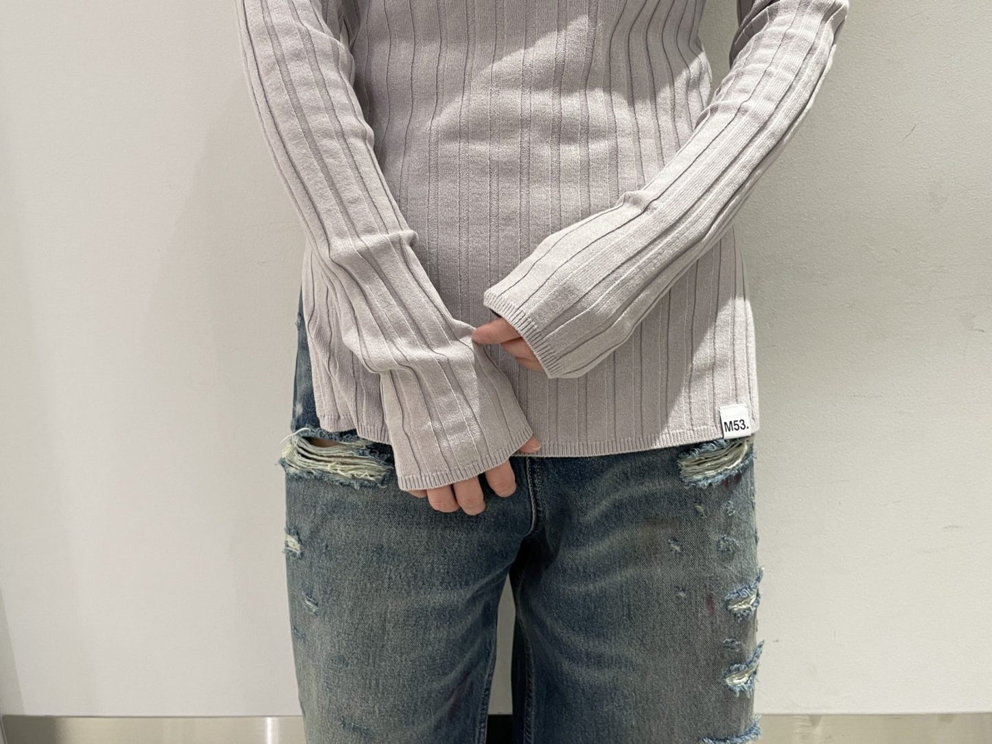 ワイドリブモックネック