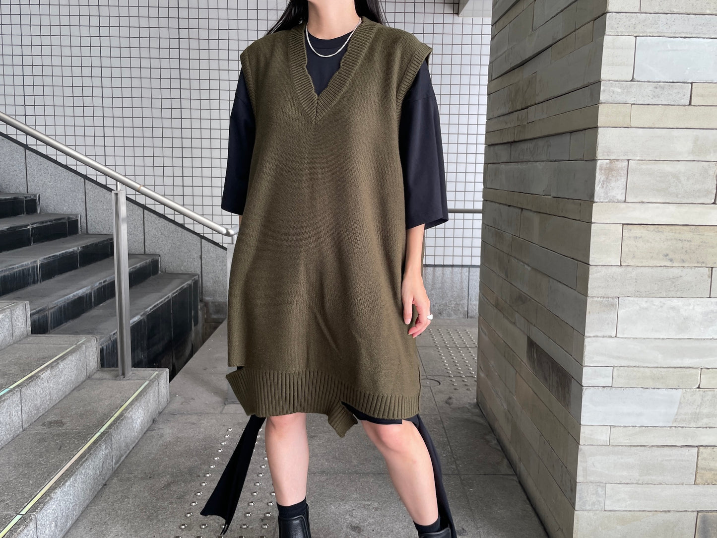 ダメージVネックミニドレス【24AW】