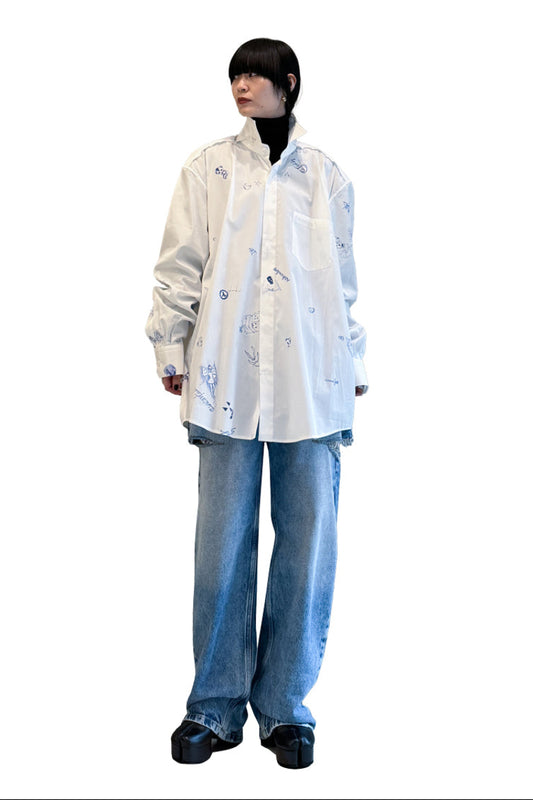 SCRIBBLED DOUBLE COLLARシャツ