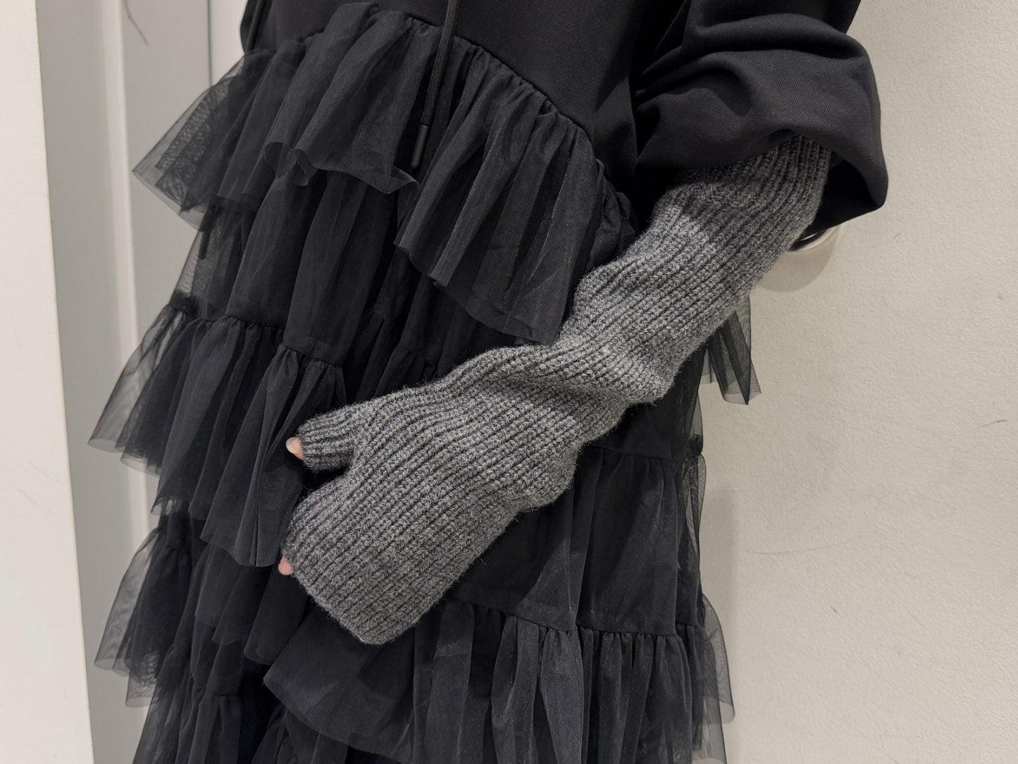 RIBED FINGERLESS KNIT GLOVES【25AW】